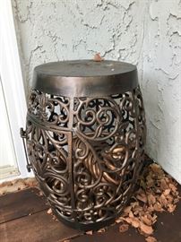 DECORATIVE STEEL HOSE POT WITH COPPER ACCENTS