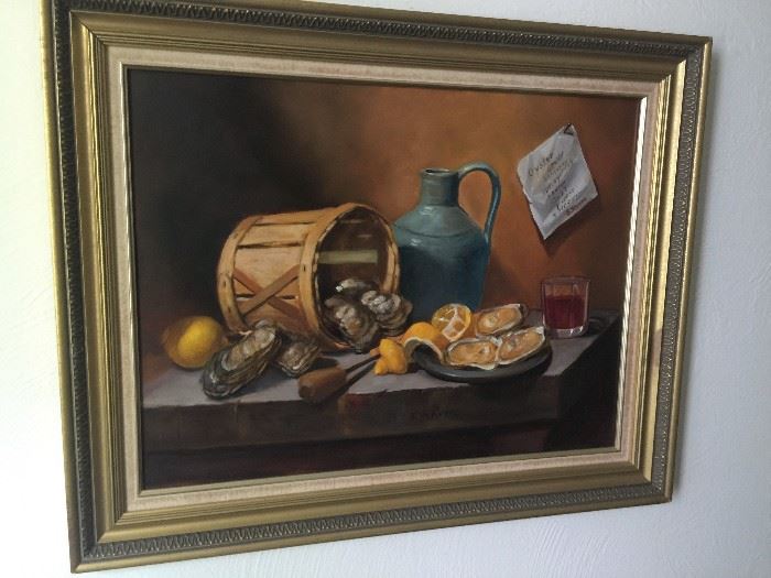 "Oyster Stew" by Ella Ruark (American 1916 - 2015) oil on board - artist was from Baltimore!