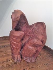 Carved Wood Sculpture - most likely pine - 45" tall and 32" wide