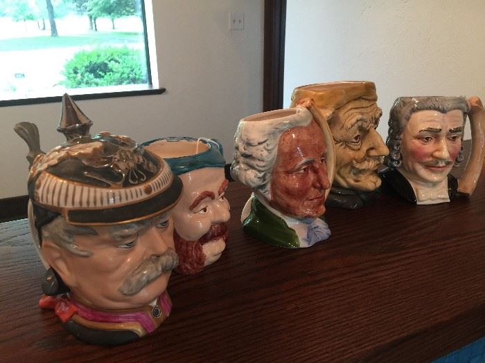 Lot of Character Jugs, Mugs and Steins - English and German - china, glass and porcelain - 20th century