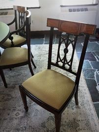 Set of 10 Neoclassical Dining Chairs  - 2 arms/8 sides