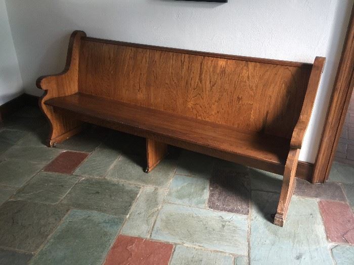 Original Church Pew - mixed woods with walnut finish - 36" tall and 80" in length