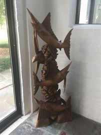 20th Century - 61" tall and 21" wide - hand carved