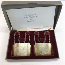 Sterling Silver Whiskey Tags from the 10th Anniversary flight of the Concorde! 2 Pair