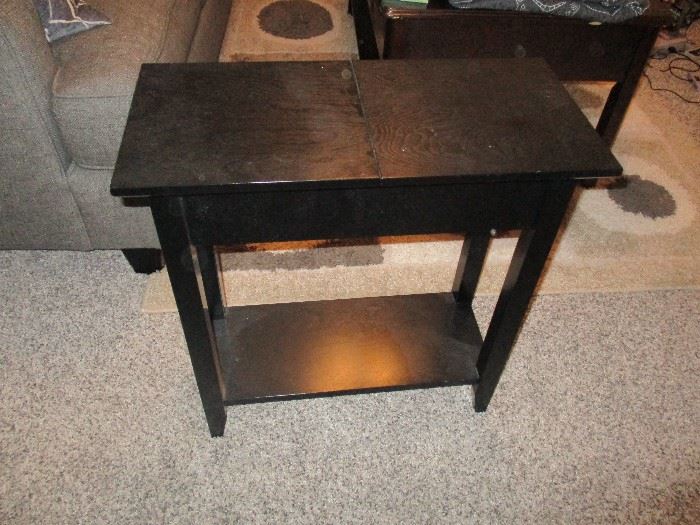 Wood side table with storage