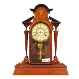 Lot 11 - 19th Century Walnut Victorian Shelf Clock. 8 Day time and strike. 23" tall.