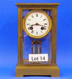 Lot 14 - Turn of the Century French Crystal Regulator. 8 Day time and strike. 10" tall.