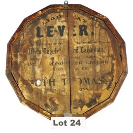 Lot 24 (b) - Turn of the Century Rosewood Veneer Seth Thomas Wall Clock, "Office Regulator". 8 Day time and strike. 16" tall. 