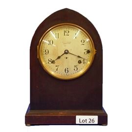 Lot 26 - Turn of the Century 4 Bell Seth Thomas Sonora Chime Shelf Clock. 8 Day time and strike. 14 1/2" tall. 