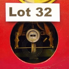 Lot 32 (b) - Turn of the Century Iron Case "E. Kroeber Clock Co." Shelf Clock. 8 Day time and strike. 11 1/2" tall.  