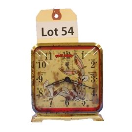 Lot 54 - 1940's Ingraham "Bugs Bunny" Alarm Clock. Time and Alarm. 4 1/2" tall.