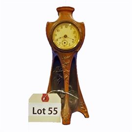 Lot 55 - Turn of the Century Art Nouveau Novelty Clock. 30 hr. time only. 8 1/2" tall.