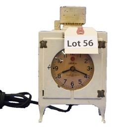 Lot 56 - Mid Century GE Telechron Novelty "Refrigerator" Clock. Electric. 9" tall.