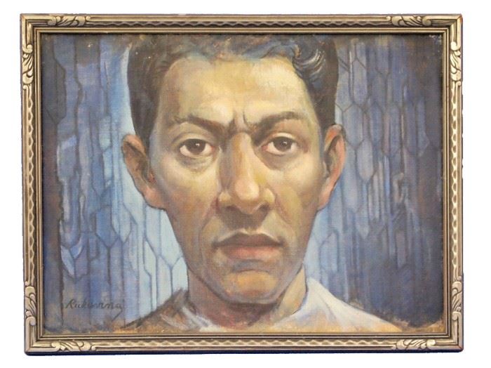 Rukavina "Self Portrait" - Oil on board by renowned Detroit artist  Robert Rukavina (1914-1977)
