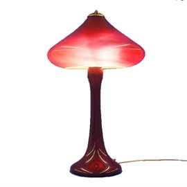 Joe Clearman Lamp - Hand blown red glass lamp dated 1998