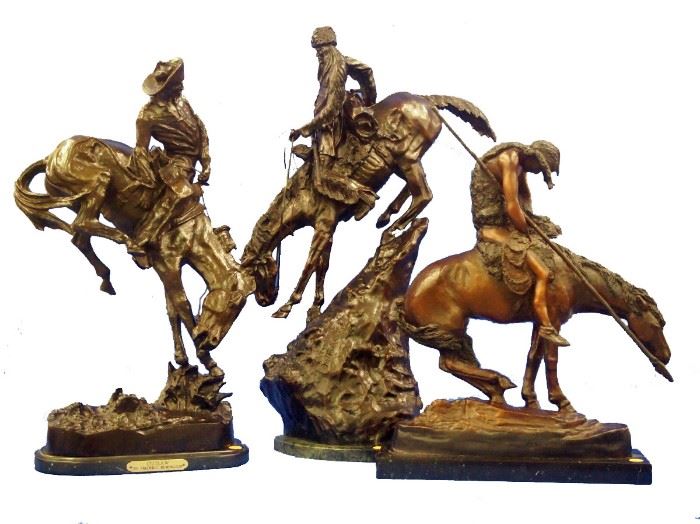 Western Theme Bronzes  - Patinated sculptures after Fraser & Remington 