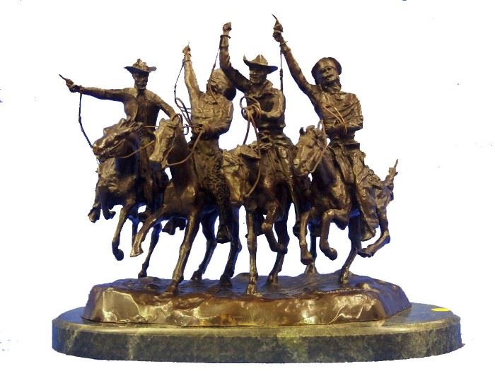 Bronze after Remington, "Coming Through the Rye" , or "Over the Range" 1902.