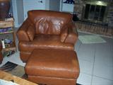 LEATHER CHAIR & OTTOMAN