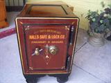 FLOOR SAFE BY HALL SAFE AND LOCK CO. ORIGINAL PAINT. WITH KEYS AND COMBO. C.1860