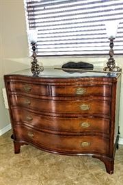 Antique cabinet, decorative lamps