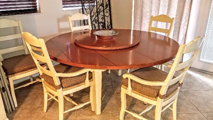 Wood round table with lazy Susan