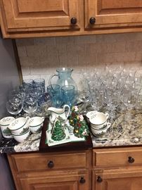 Some of the many Glass items, Some Spode...