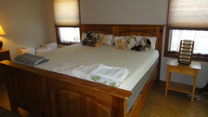 King pine bedframe, Memory Foam mattresses 