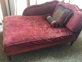 Red velvet chaise lounge