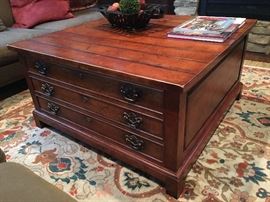 Century drawer front square coffee table