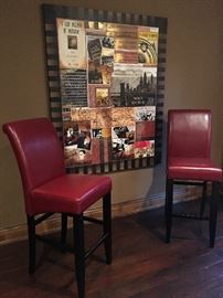 bar height chairs $25/each and large wall art - $25