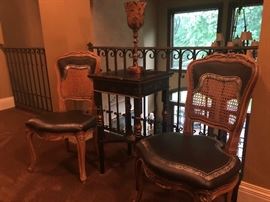 French chairs $25/each, oriental side table $20, lamp $10