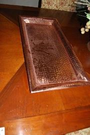 COPPER COLORED LARGE DECORATIVE TRAY