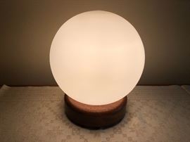 Danish Modern globe table lamp with teak base
