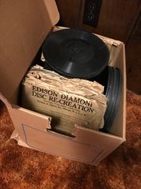 Box of records for Antique Edison Diamond Disc Phonograph