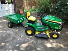 2017 John Deere X350 lawn tractor 42” deck with utility trailer (10P)