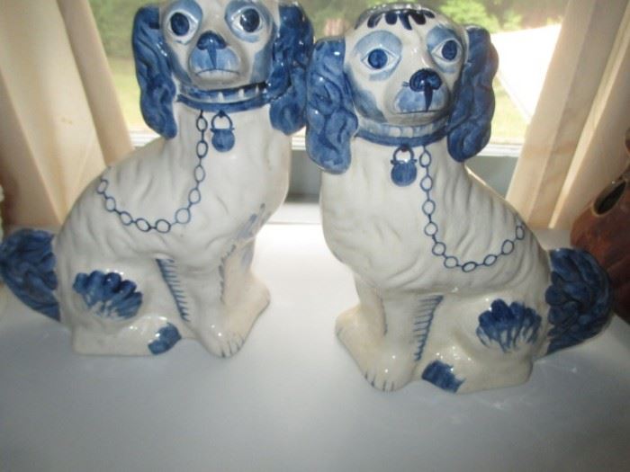 hand painted staffs dogs