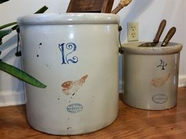 Redwing 12 gallon and 4 gallon crocks