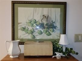 Vintage watercolor and antique handmade storage box