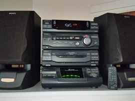 Sony audio system with remote control. Sounds great.