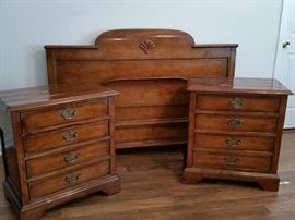 Hickory White bedroom set includes queen-size bed, dresser, and two nightstands