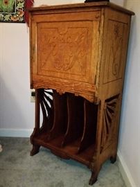 Antique quarter sawn oak record cabinet