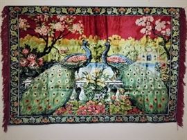 Vintage tapestry of peacocks