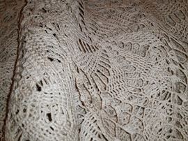 Second of two antique crochet tatted bedspreads