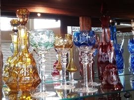 Imagine pouring your guests their favorite brew with these lovely decanters and wine stems