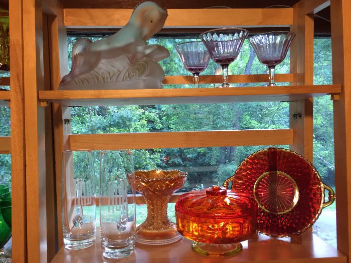 Assortment of elegant, depression, pressed, leaded, crystal, molded glass, carnival glass and so much more!