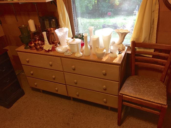Another long dresser, milk glass and copper pieces!