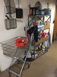 Great Vintage Laundry Cart, Miscellaneous Home Care Products and an assortment of Grilling Accessories for home or camping.