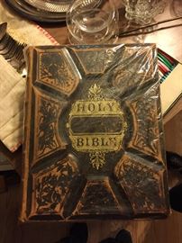 Large Leather Bible from 1883.  Not written in.  Color plates are excellent!!!!