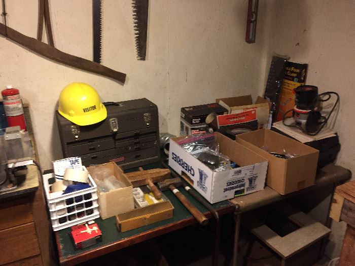 Tool cases, multiple routers (Craftsman & Skil), lots of hand saws and much more!