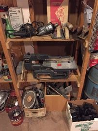 Lots of metal to scrap, doweling jig accessory, scroll saw, and so much more!
